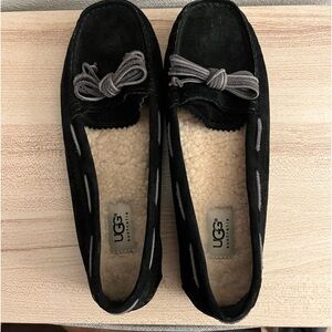 UGG Sherpa Lined Suede Black Slip On Slippers Women’s 8.5